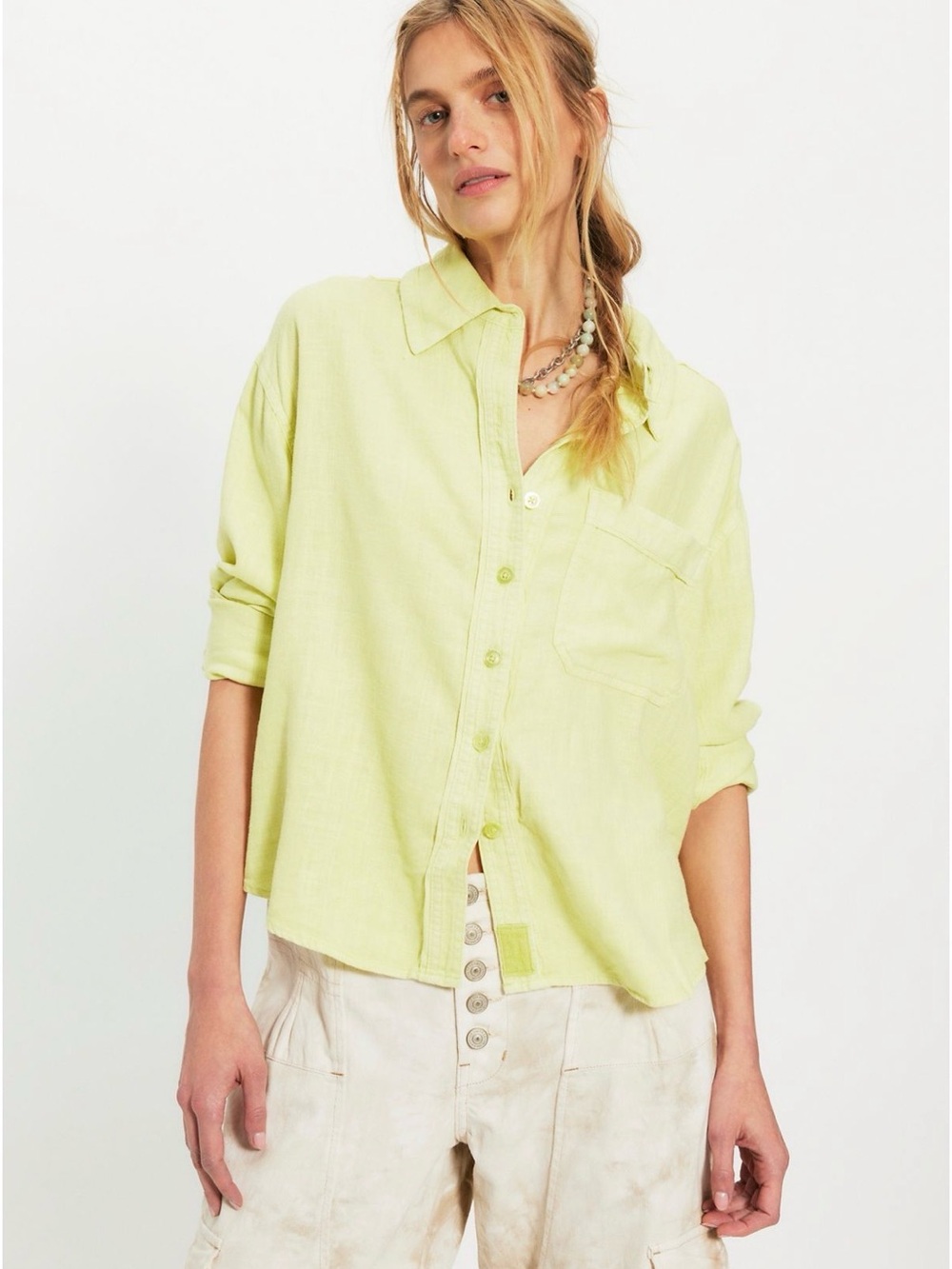 We the Free linen blend Laurel Button-Up Linen Shirt - Sz Xs